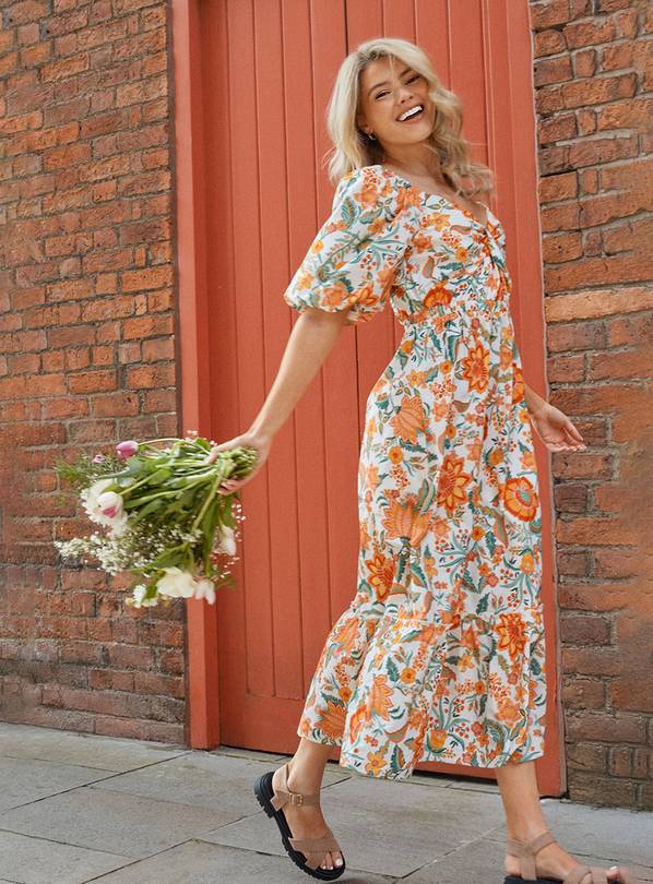 DOROTHY PERKINS Floral Poplin Twist Front Midi Dress 18